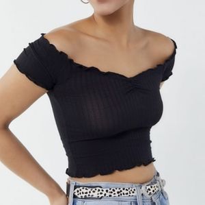 UO Ruffle Off the Shoulder Crop Top